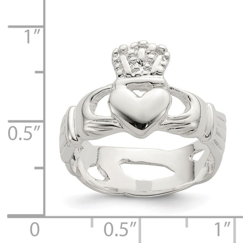 Kazi Luxury Sterling Silver Solid Claddagh Ring - image 3